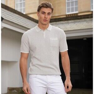 Collars & Co Polo Shirt Mens 2XL Gray White Waffle Riviera Knit Modal Cotton NWT